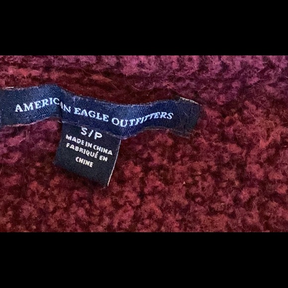 AMERICAN EAGLE Wine Cotton Wool Blend Knit Tunic Roomy Sweater - Picture 9 of 11